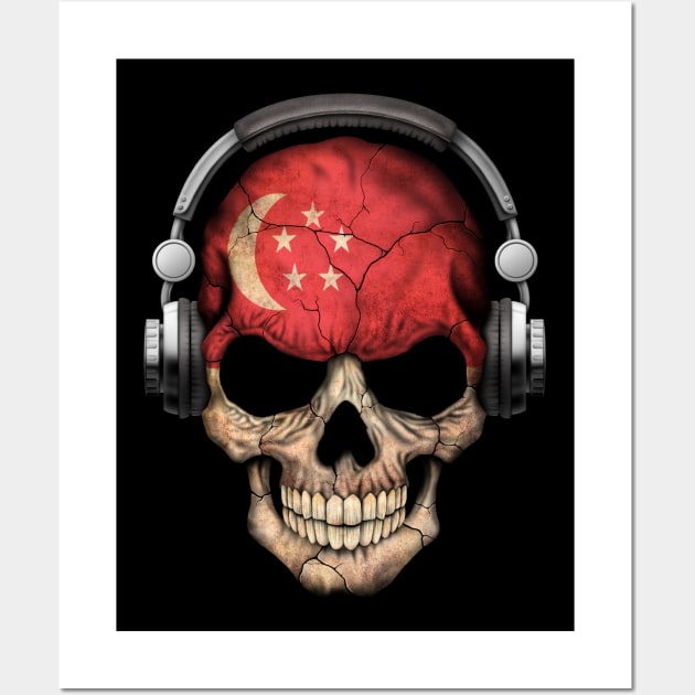 Dark Skull Deejay with Singapore Flag Wall Art by jeffbartels